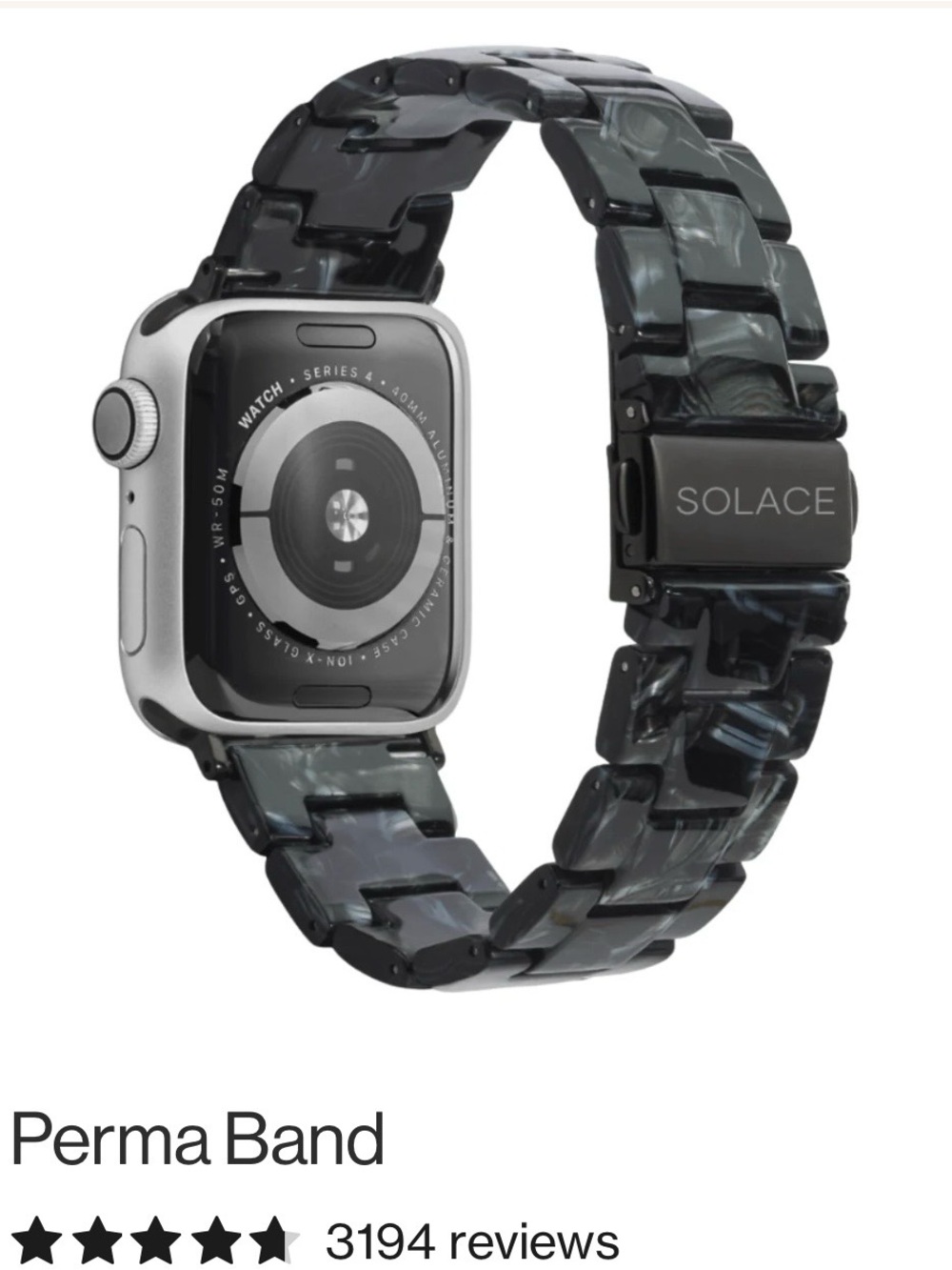 Solace Perma Band Replacement Watch Strap in Marble Black
